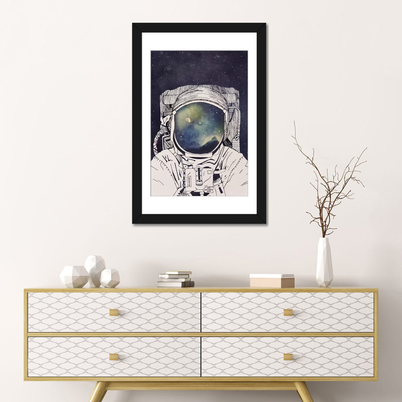 «Dreaming of Space», impression sur toile tendue, H 24 po x l 16 po x P 1 po, Papier d'art encadré noir, Blanc