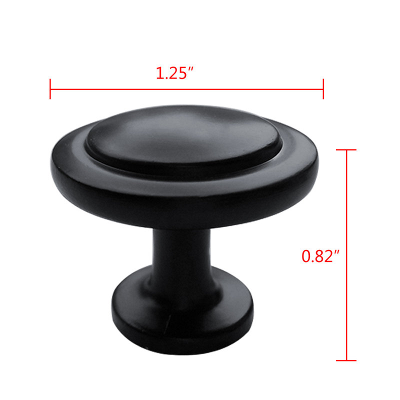 1 1/4 Diameter Round Knob Multipack, Black