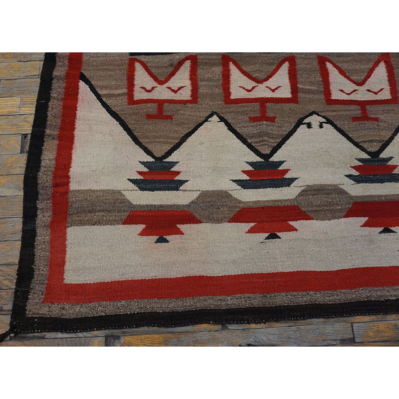 Flat Weave Antique Small Scatter Size Gray Navajo Native American Wool Rug