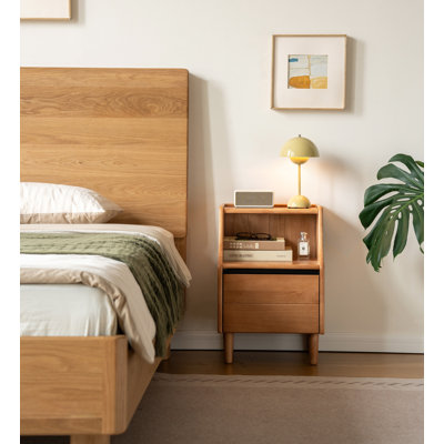15.75" W Nightstand with Open Shelf & 2 Drawers