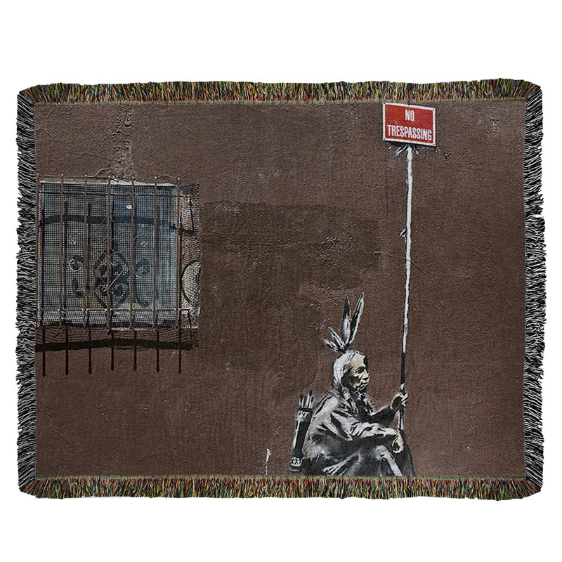 Banksy Graffiti Hand Woven Throw Blanket, 37" W x 52" L