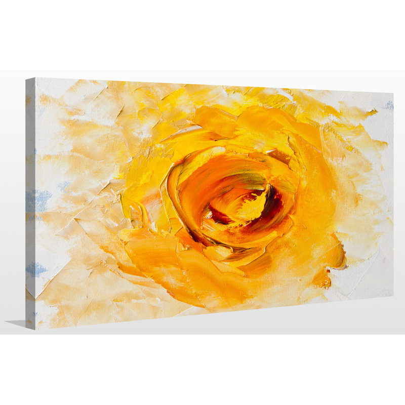 « yellow fleur abstract », reproduction d’art sur toile tendue, H 18 po x l 30 po x P 1 po