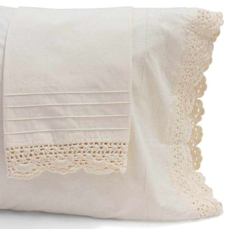 Dainty Crochet Sheet Set, Ivory, Twin Sheet Set + 1 Pillowcase