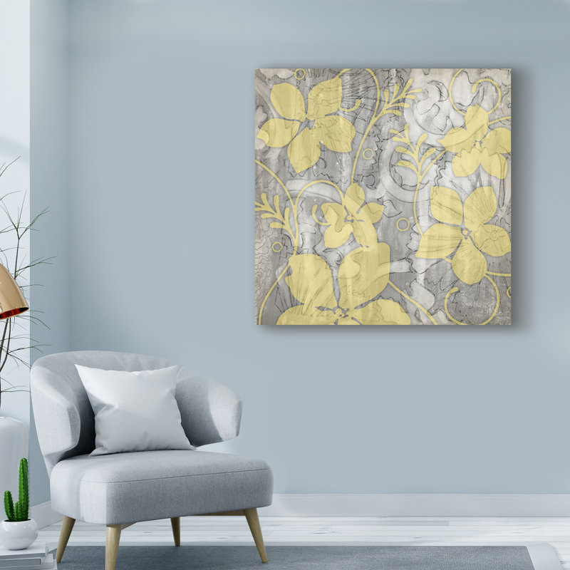 « jaune et gris ii », reproduction d’impression sur toile tendue, H 24 po x l 24 po x P 2 po
