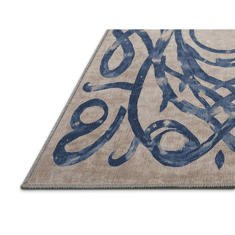 Machine Washable Gray Area Rug, Square 3'