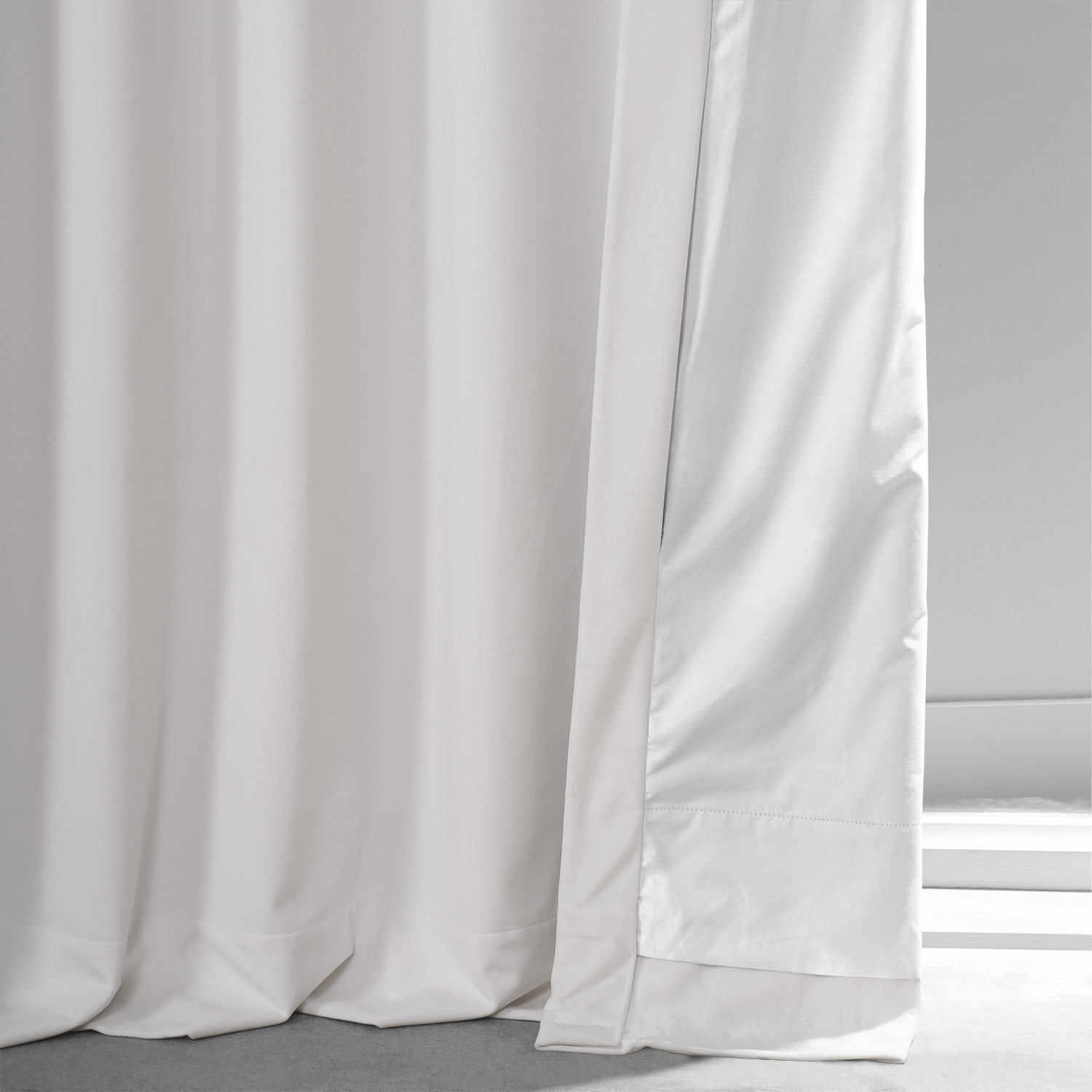 Loria Plush Velvet Blackout Curtain Panel, 50" W x 96" L, Misty White