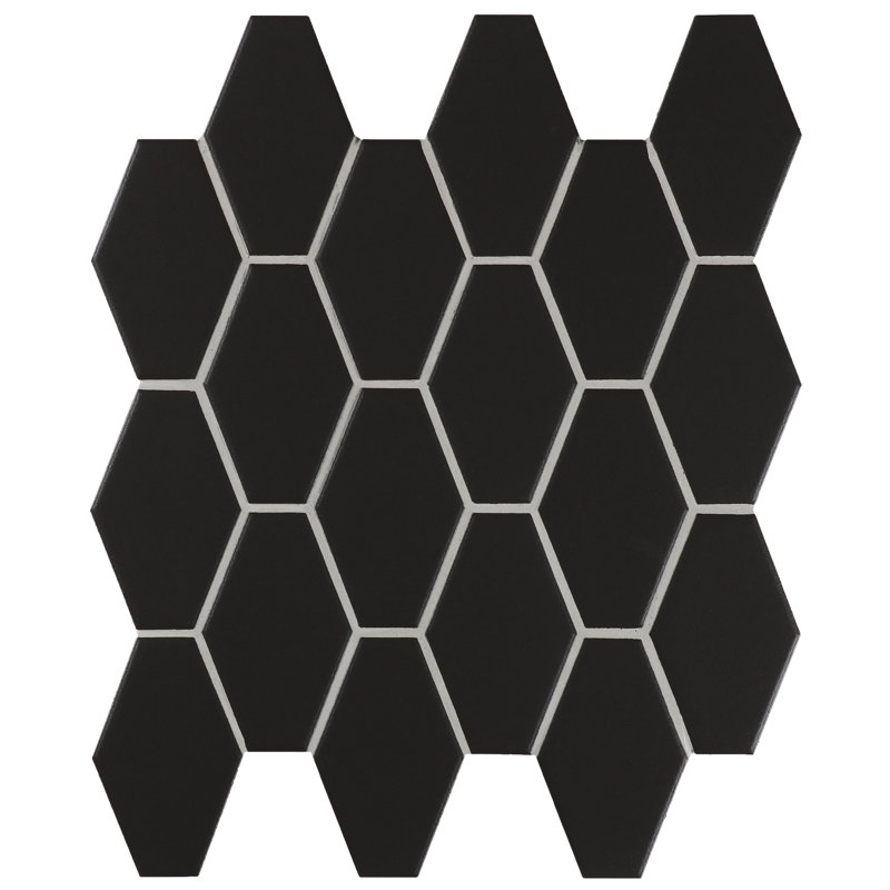 Perfection 2.36" X 3.74" Porcelain Elongated Hexagon Mosaic Wall & Floor Tile, Charcoal