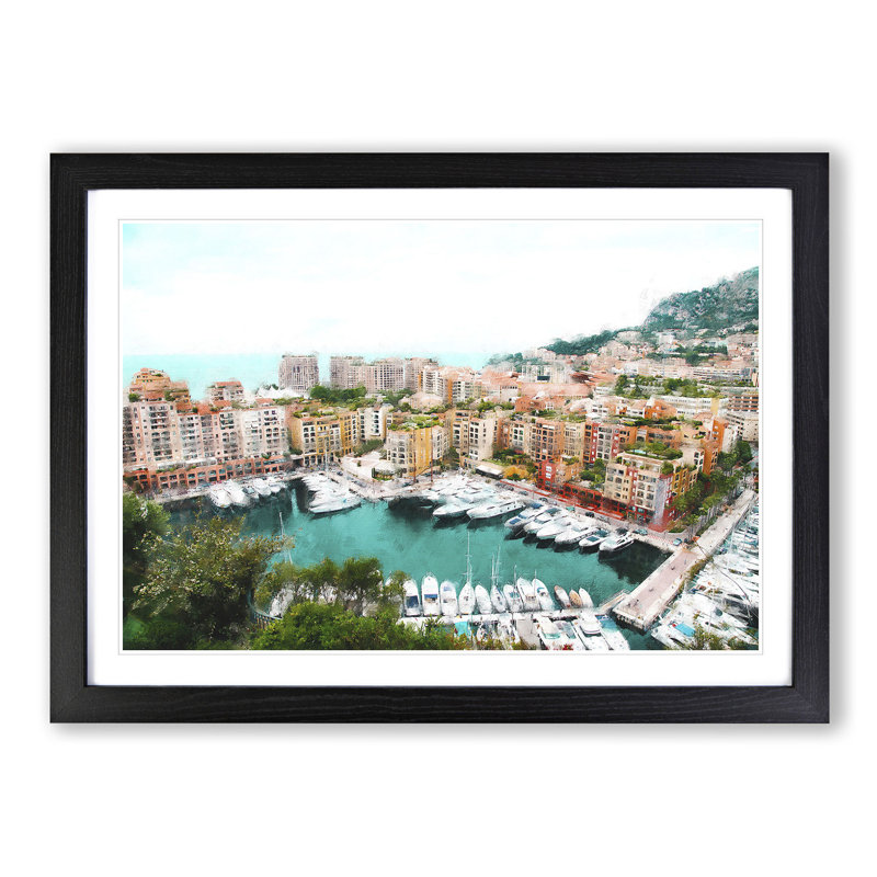 Yachts in Monte Carlo Monaco - Picture Frame Photograph Print, Black Framed, 62cm H x 87cm W x 2cm D