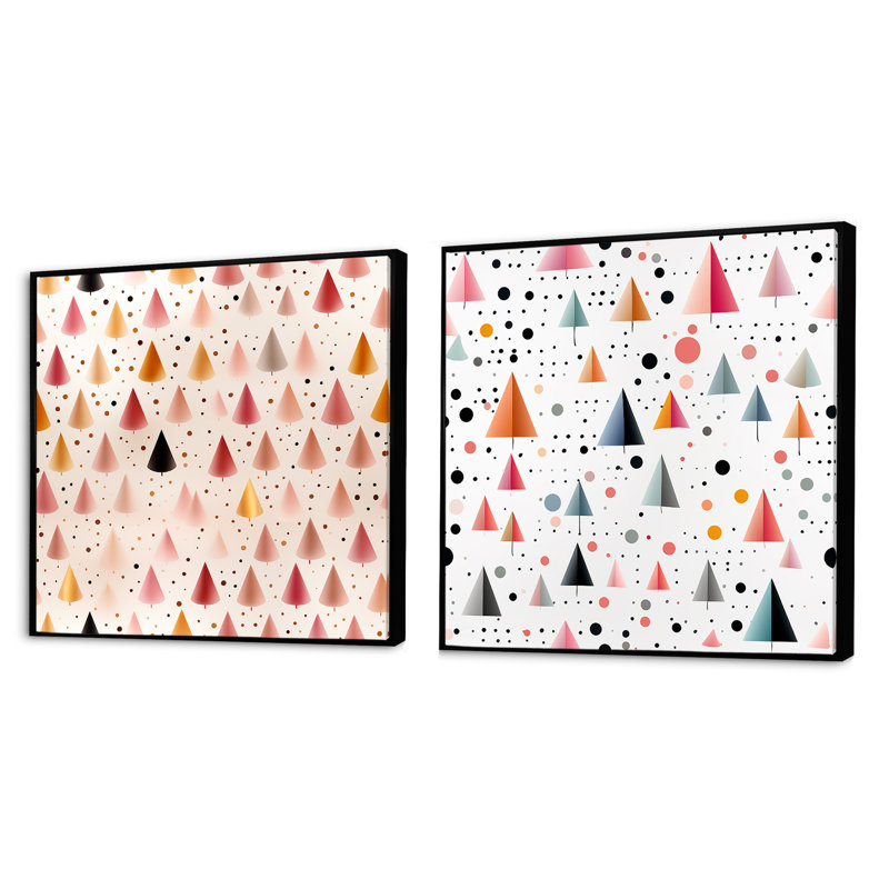 Vincent - Ensemble de 2 collages carrés à formes abstraites, Cadre flottant noir, H 16 po x l 33 po