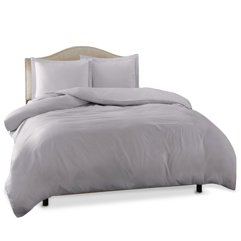 Modern & Contemporary Duvet Cover, Silver Gray, King Duvet Cover + 3 Additional Pieces