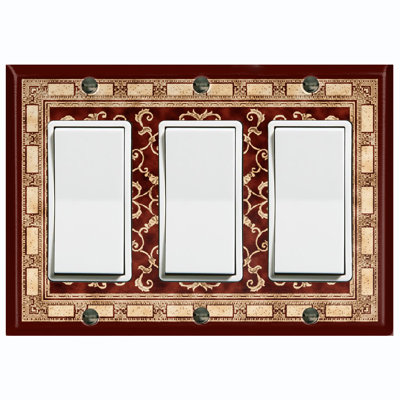 Élégant tapis rouge beige à motif de tapis à 3 bandes murales