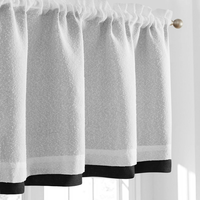 Cantonnière de fenêtre à double couche avec passe-tringle rustique (ensemble de 2), Noir, L 52 po x L 19 po