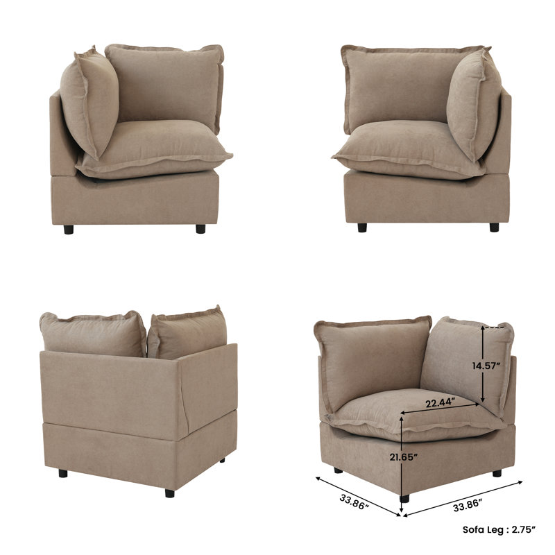 Chaise Conner rembourrée en tissu de lin moderne Moncada, Kaki