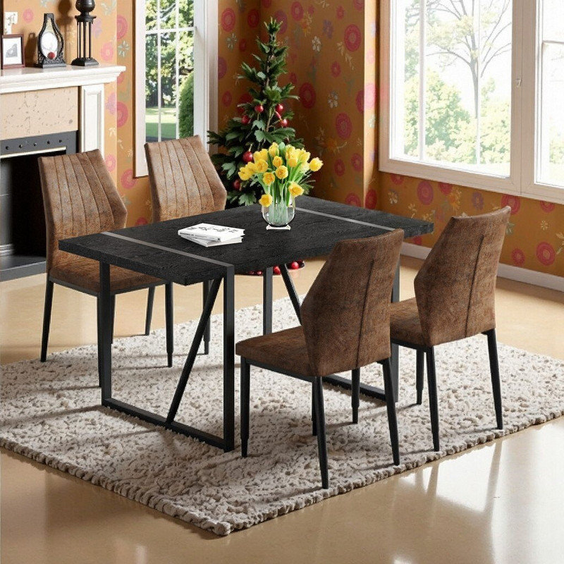 Ivy Bronx Rectangular MDF Top Dining Table Set with Metal Legs and 4 or ...