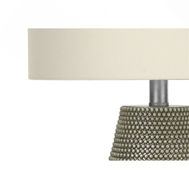 H 24 po, lampe de table, résine grise, abat-jour ivoire / crème, contemporain, éclairage, Grey