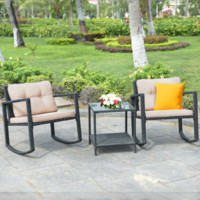 Ehrenberg 3 Piece Rattan Seating Group with Cushions