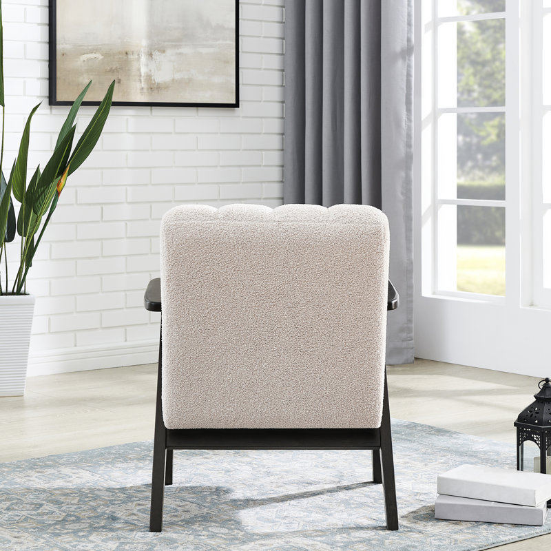 Chaise confortable avec une élégante base stable en bois, Beige