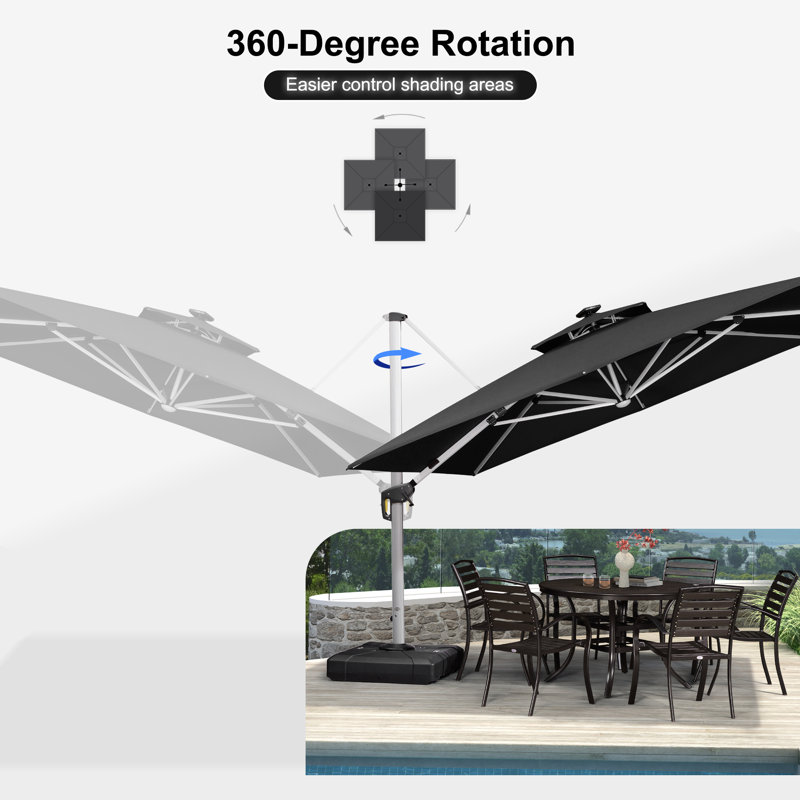 4m Square Cantilever Parasol, Grey
