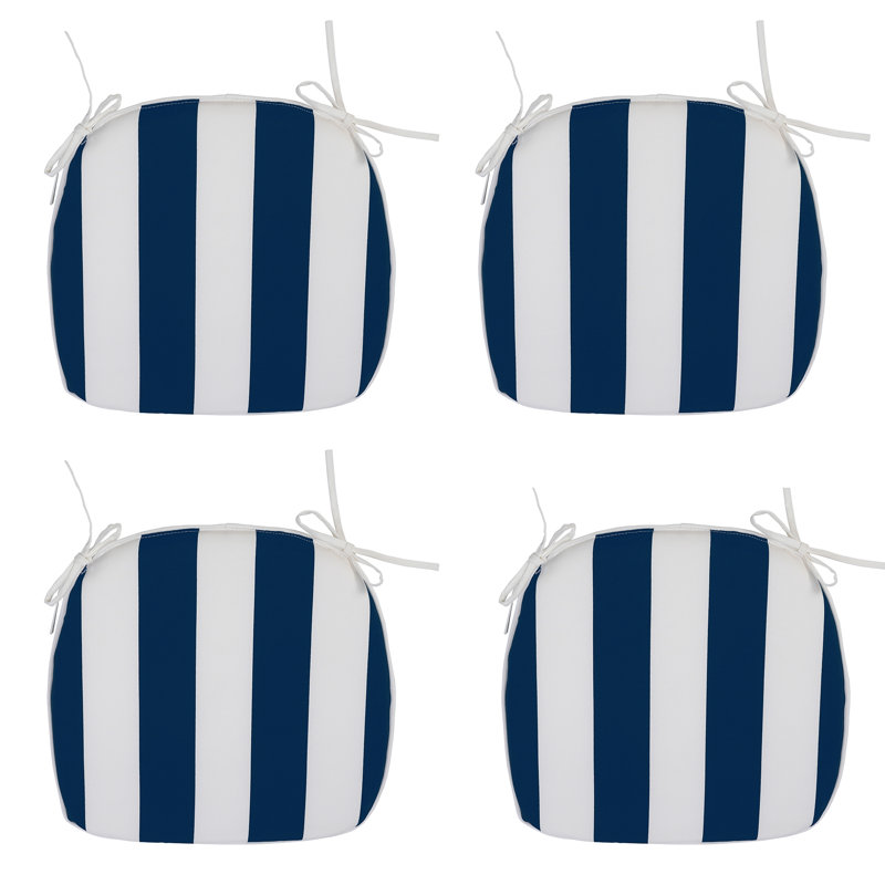 Coussin de siège d'extérieur Jogana, Rayures bleues et blanches, L 17,32 po x P 16,54 po