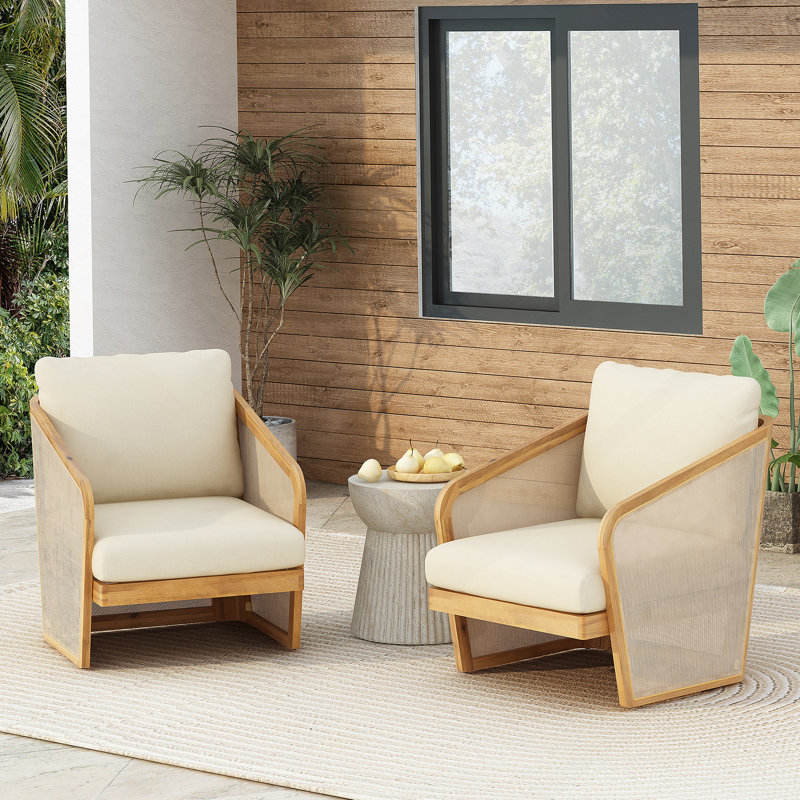 Ensemble de 2 fauteuils club d'extérieur avec coussins, 2