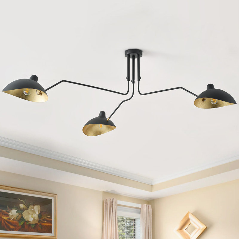 3-lamp Sand Black Adjustable Iron Ceiling Light
