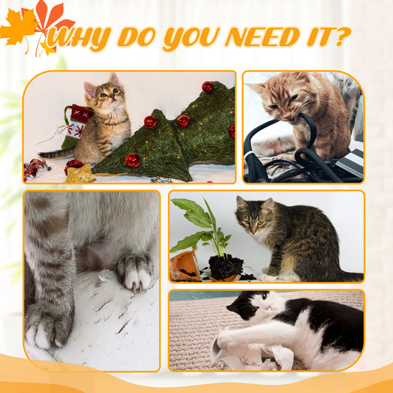 Tall Cat Tree 80" - 95", 3-Level With Scratching Posts And Platforms For Lovers In Home, Orange Adjustable Tower, House Cats,