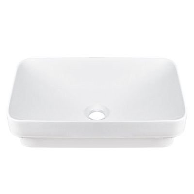 DeerValley 490 x 300 x 120mm Rectangular Drop-In / Semi-Recessed Bathroom Vessel Sink White