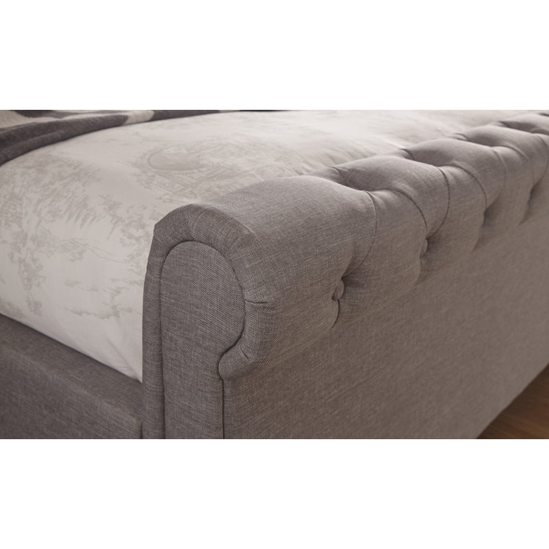 Arley Upholstered Ottoman Storage Bed, Double (4'6), Chracoal Grey