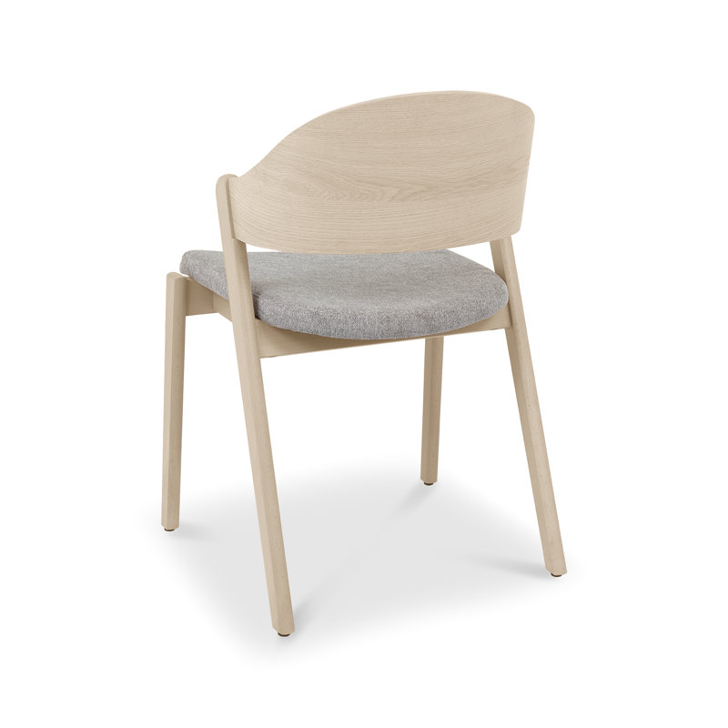 Oslo Oak Upholstered Dining Chair Set of 2, Beige Wood