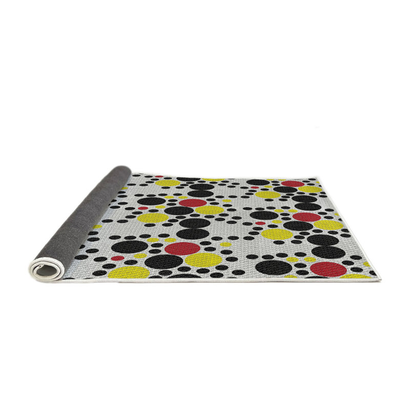 Tapis noir/jaune tissé à la machine, Rond 3 pi