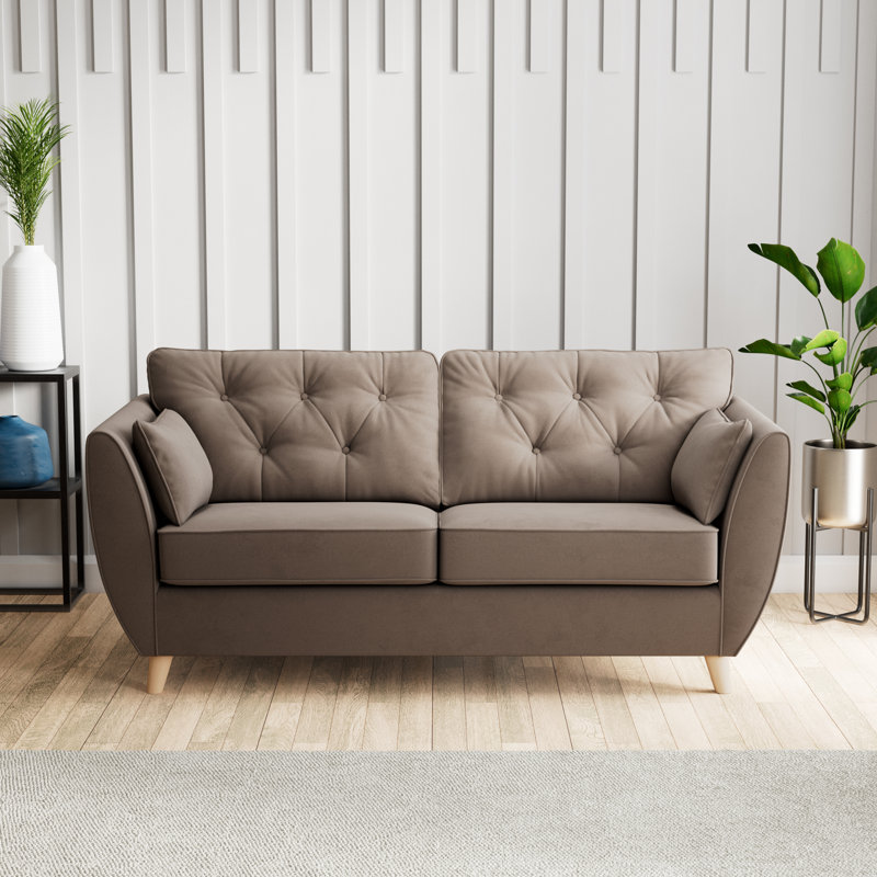 Birjesh 186Cm Fixed Sofa, Mole, Beige Wood