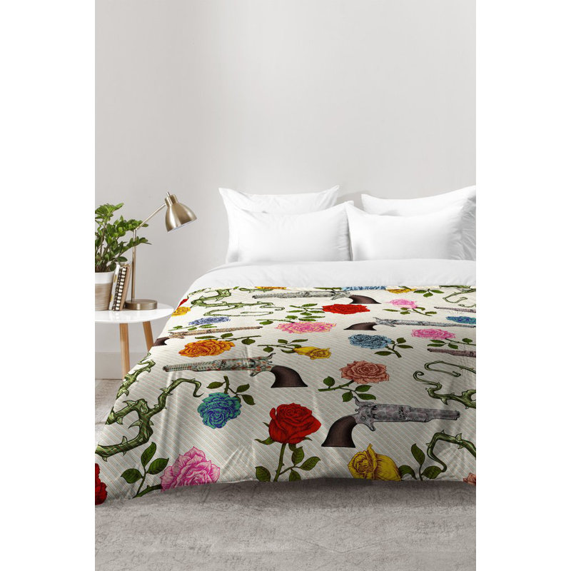 Belle 13 Modern & Contemporary Floral Comforter, King Comforter + 2 King Shams