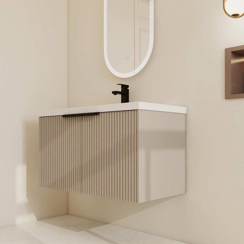 Ensemble de meuble-lavabo simple 36 po avec plateau en résine, Kaki