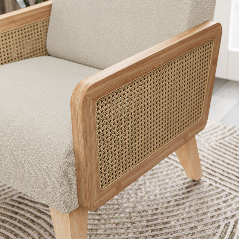 Arelious 24.41" W Linen Armchair Upholstered, Cream