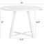 Table de salle à manger moderne à 3 tables rondes avec 2 chaises à dossier en lattes et tréteaux luxueux en rouge