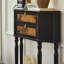 Console en bois massif noir et bois manufacturé-1000917467