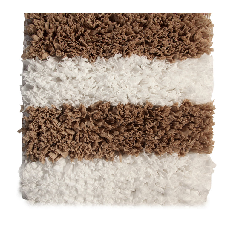 Pulver Non-Slip Bath Rug, White/Beige, 36" x 24"