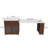 80-Inch Expandable Kitchen Island With Dining Table, Marble-Grain Countertop With Power Outlet, Mobile Storage Cart With Cabinet & 2 Drawers, Walnut Finish Kitchen Prep Table