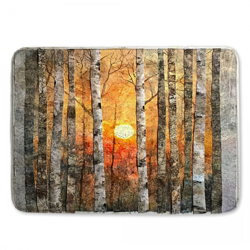 Birch Trees Sunset Bath Mat, 24in W x 17in L