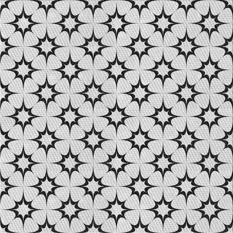 Tapis noir/beige à motifs, Carré 8 pi