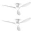2pcs 52 Inch Flush Mount Ceiling Fan With Quiet Reversible Dc Motor White