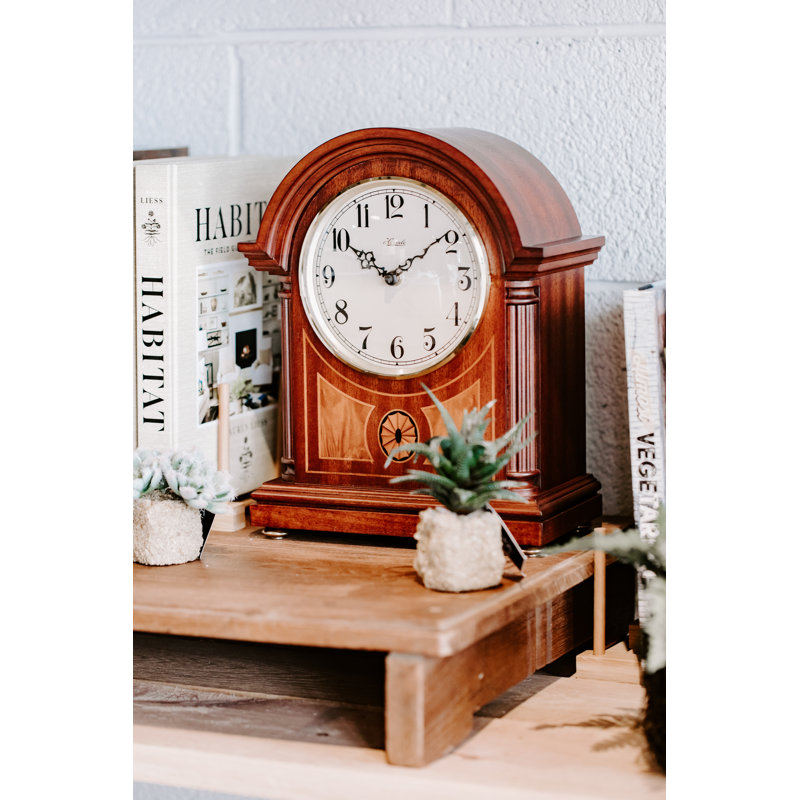 Hermle Mahogany Mechanical Tabletop Clock with Quartz Movement