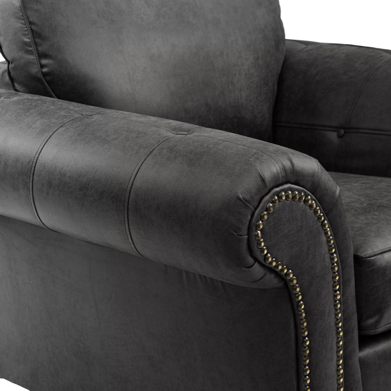 Bodnar Faux Leather Armchair, Black
