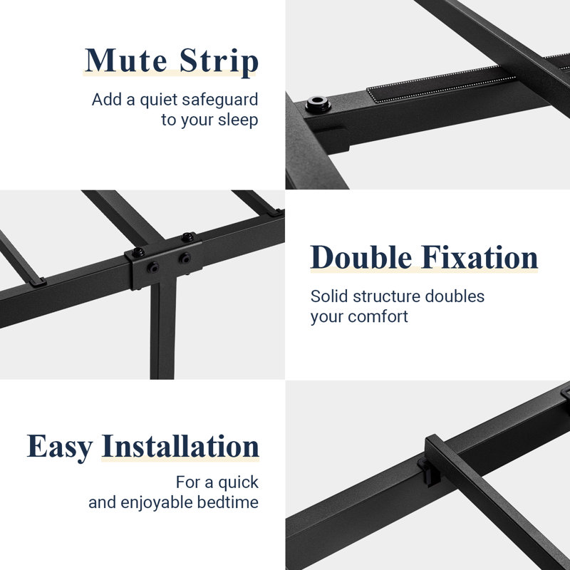 Bloneva Metal Open-Frame Bed, Queen, Brown