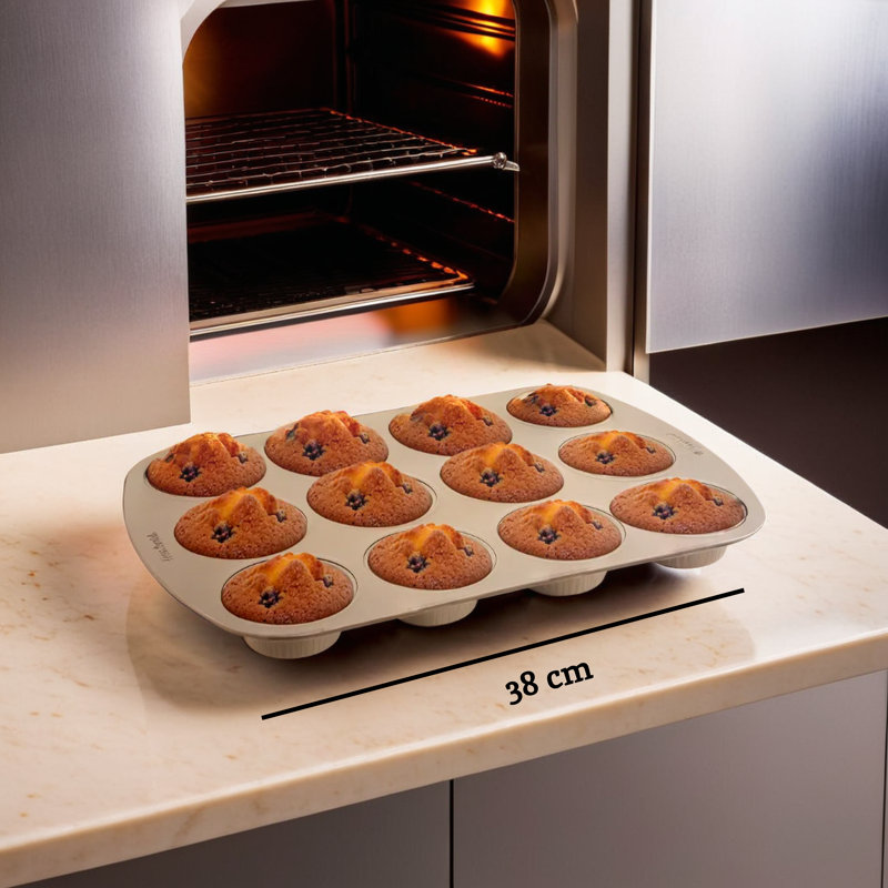 Symple Stuff From Scratch 12 Cup Non-Stick Steel Muffin Pan with Lid