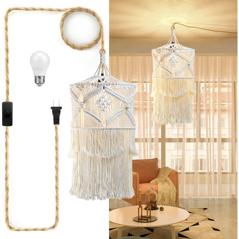 Luminaire suspendu blanc bohème 1 lumière Daleysa
