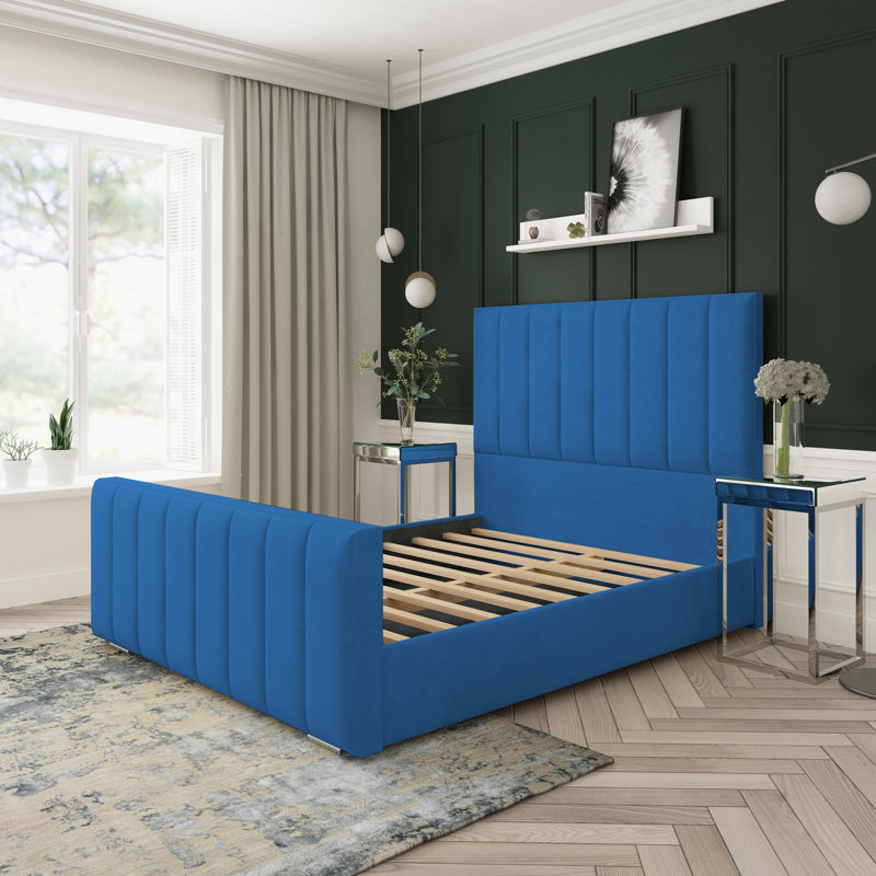 Upholstered Bed, Blue, Super King (6')