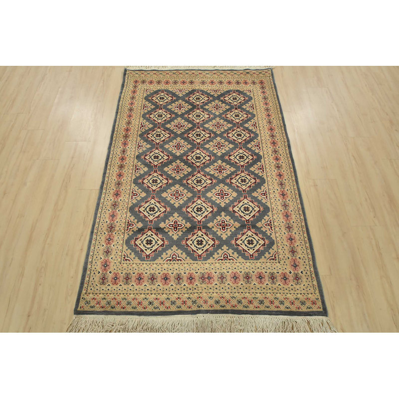 Tapis oriental en laine noué à la main Bokhara Jaldar 4 pi 2 po x 6 pi 3 po Bokhara