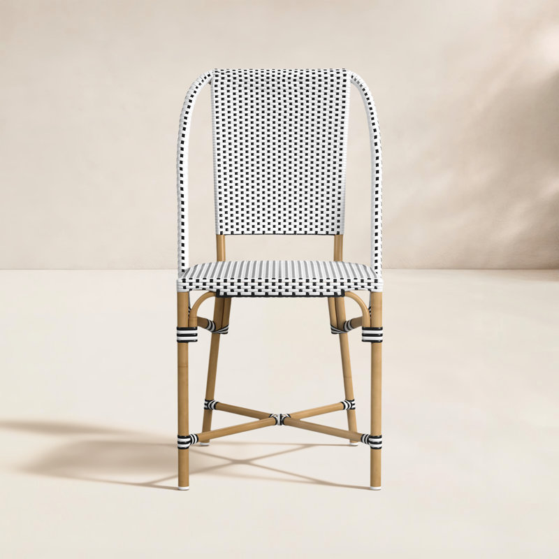 Tobias Outdoor Rattan Dining Chair, Black/White
