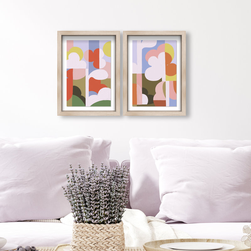 Cloudy Pop Set Set by Oliver Gal, 11.5"H x 16.5"W, Natural Oak Shadowbox